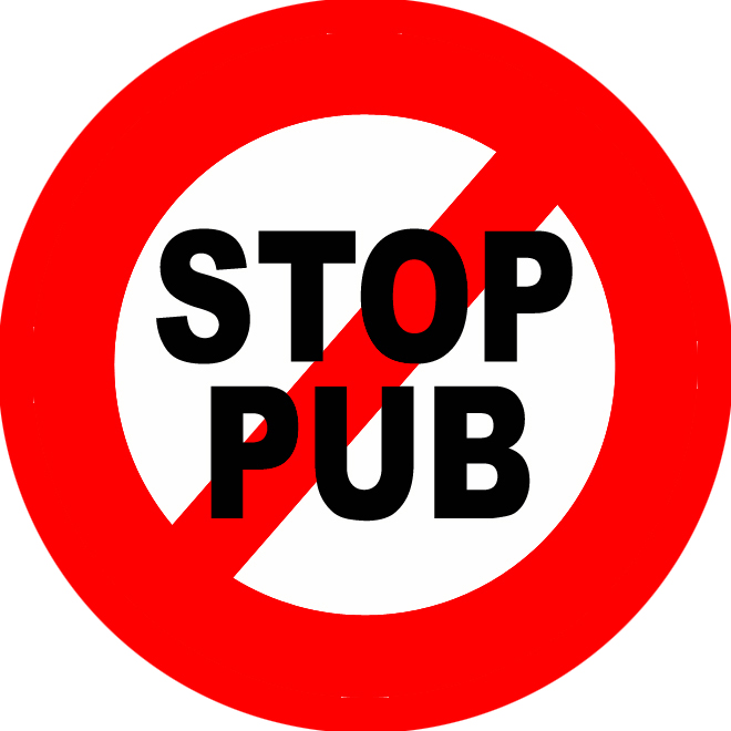 Autocollant Stop Pub – Pont-à-Celles